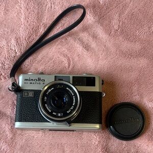 Minolta Hi-Matic F Camera - Silver and Black